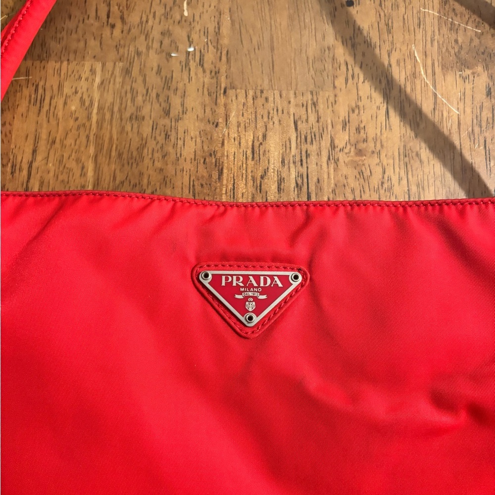 Prada Vibrant Red Nylon Shoulder Bag